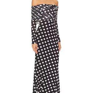 AFRM Black and White Polka Dot Long Sleeve Dress